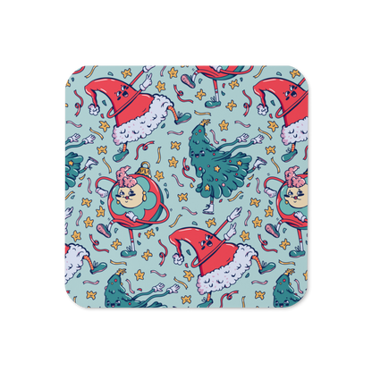 Dancing Christmas Characters Cork-back coaster