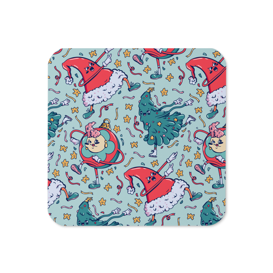 Dancing Christmas Characters Cork-back coaster