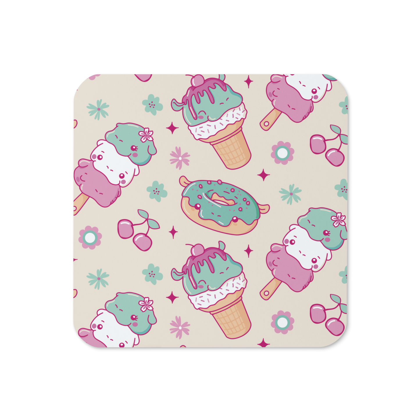 Cute Hippos food Cork-back coaster