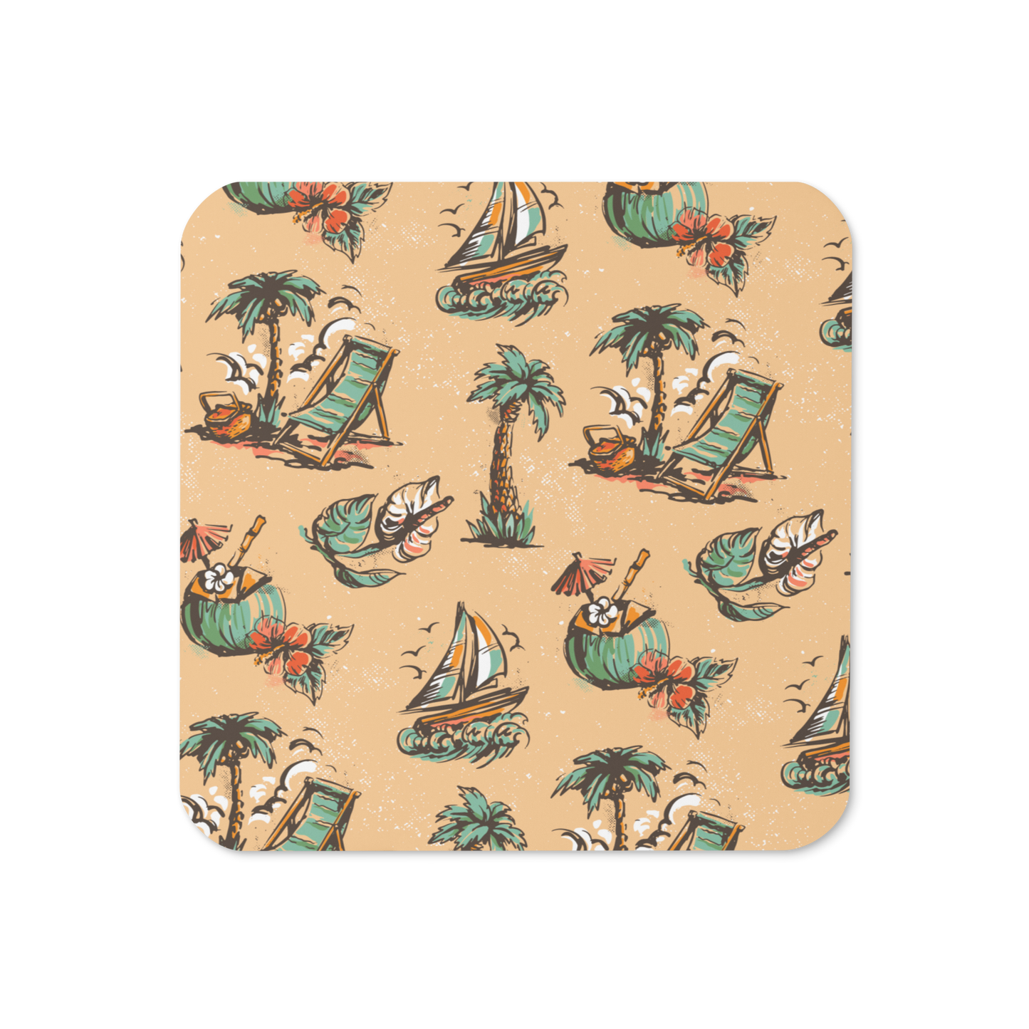 Hawaiian Tropical Beach Cork-back coaster