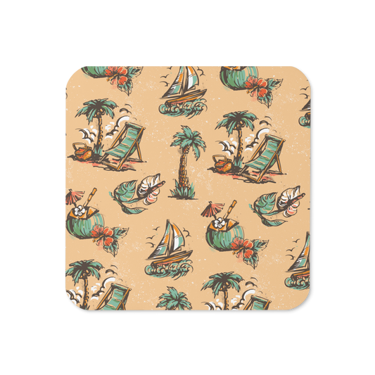 Hawaiian Tropical Beach Cork-back coaster