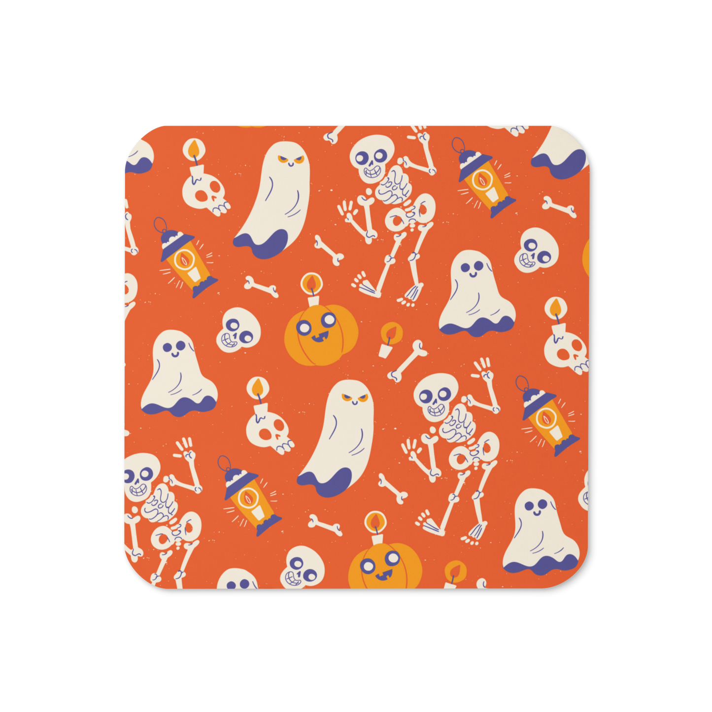 Cute Halloween Monsters (Orange v2) Cork-back coaster