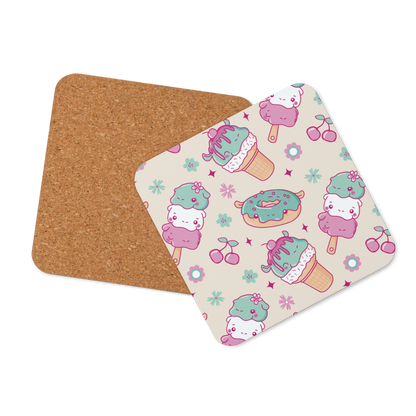 Cute Hippos food Cork-back coaster