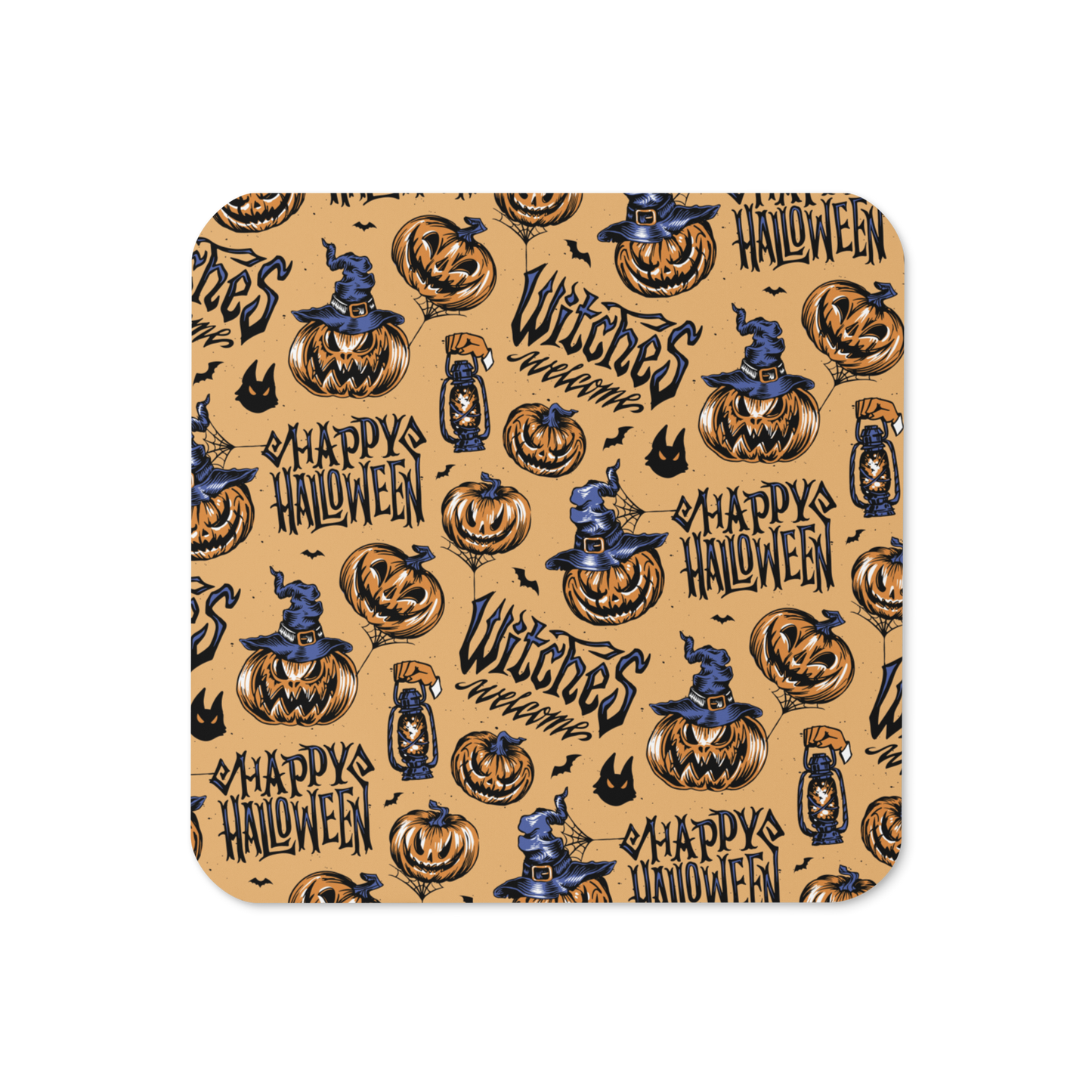 Jack O Lanterns (Orange) Cork-back coaster