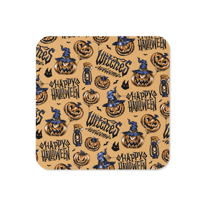 Jack O Lanterns (Orange) Cork-back coaster