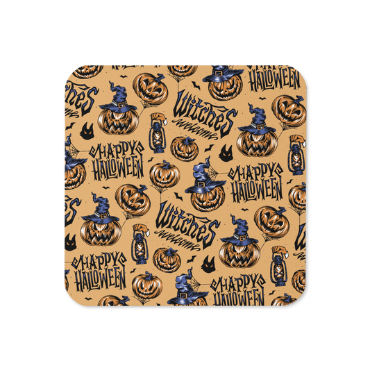 Jack O Lanterns (Orange) Cork-back coaster