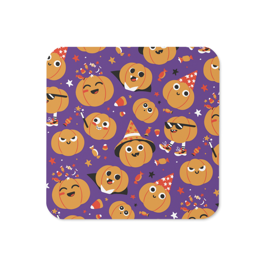 Cute Halloween Pumpkins Cork-back coaster