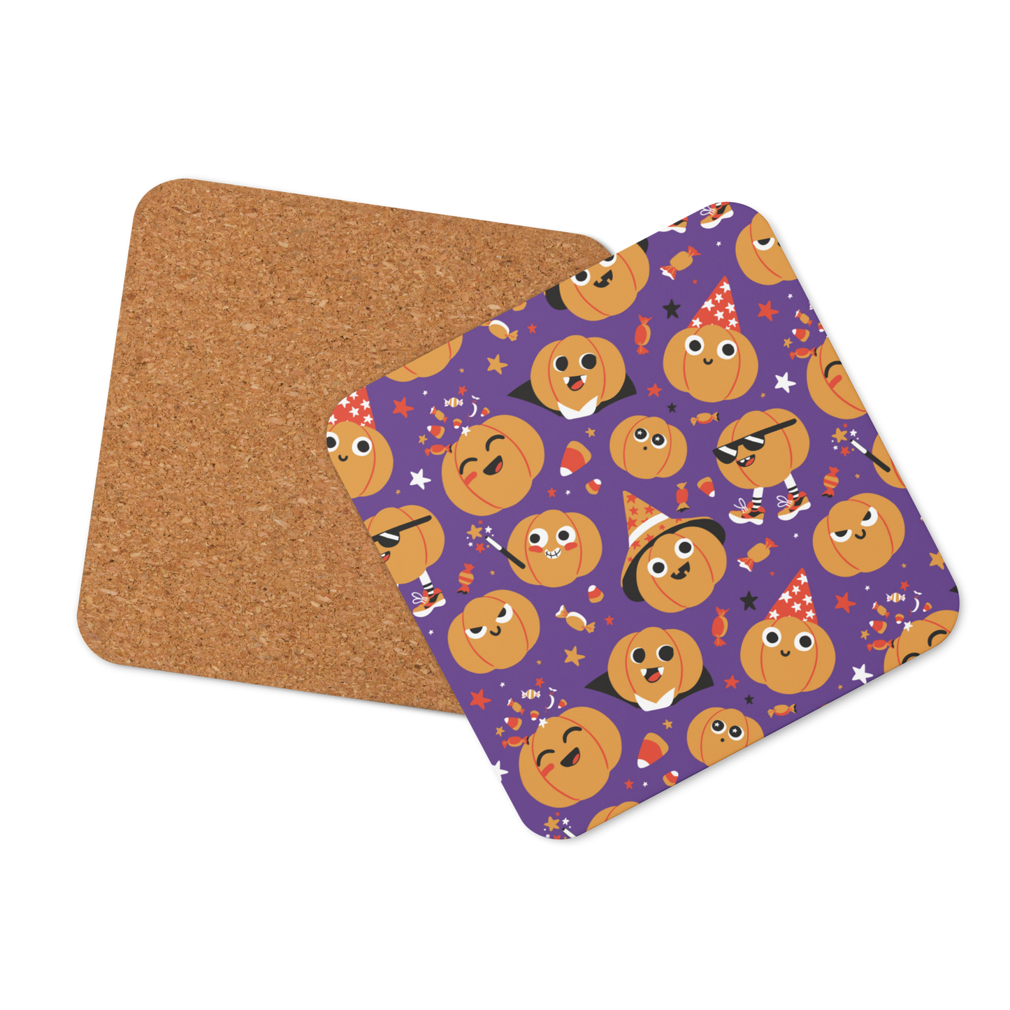 Cute Halloween Pumpkins Cork-back coaster